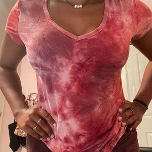 Marbled Maroon V-Neck Top